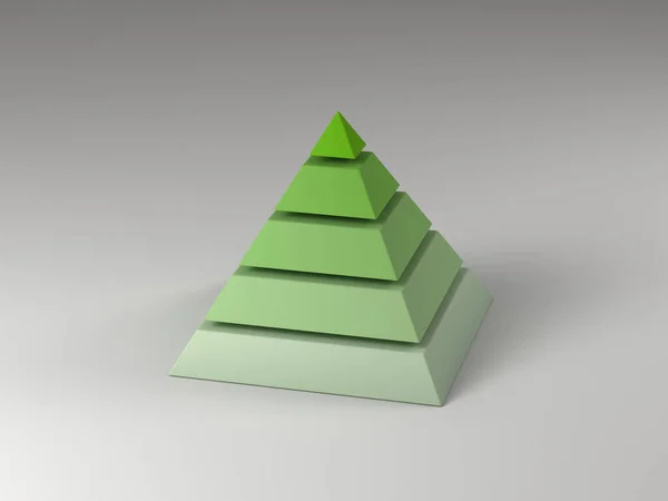 Redare Unei Piramide Bază Pătrat Împărțită Straturi Orizontale Gradient Verde — Fotografie, imagine de stoc