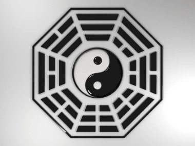 Eski bagua sembolünün (yin ve yang, I-Ching) 3 boyutlu canlandırması.