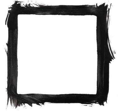 Beyaz zemin üzerinde akrilik boya ile boyanmış kare çerçeve