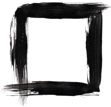 Beyaz zemin üzerinde akrilik boya ile boyanmış kare çerçeve