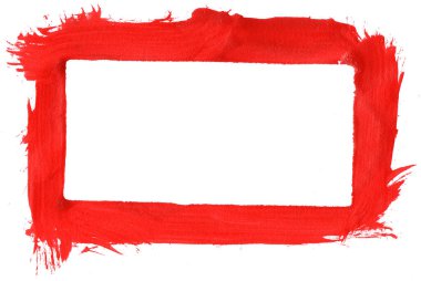 Beyaz zemin üzerinde akrilik boya ile boyanmış kare çerçeve