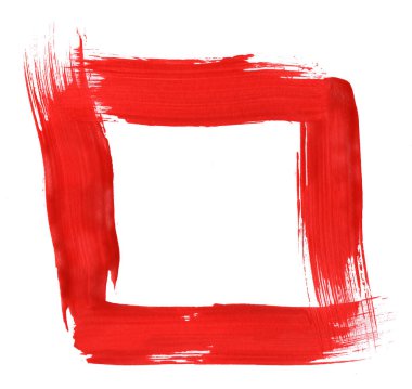Beyaz zemin üzerinde akrilik boya ile boyanmış kare çerçeve