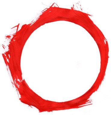 Yuvarlak çerçeve beyaz arka planda akrilik boyayla boyanmış.