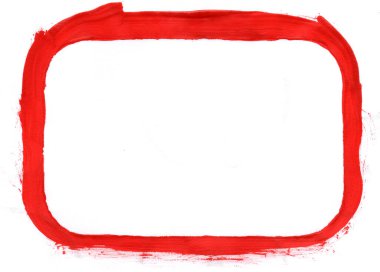 Beyaz zemin üzerinde akrilik boya ile boyanmış kare çerçeve