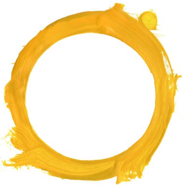 Yuvarlak çerçeve beyaz arka planda akrilik boyayla boyanmış.