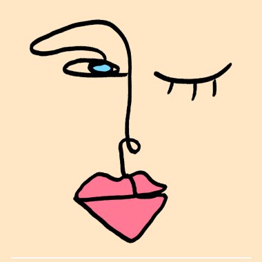 Koca dudaklı bir kızın boyalı yüzü.