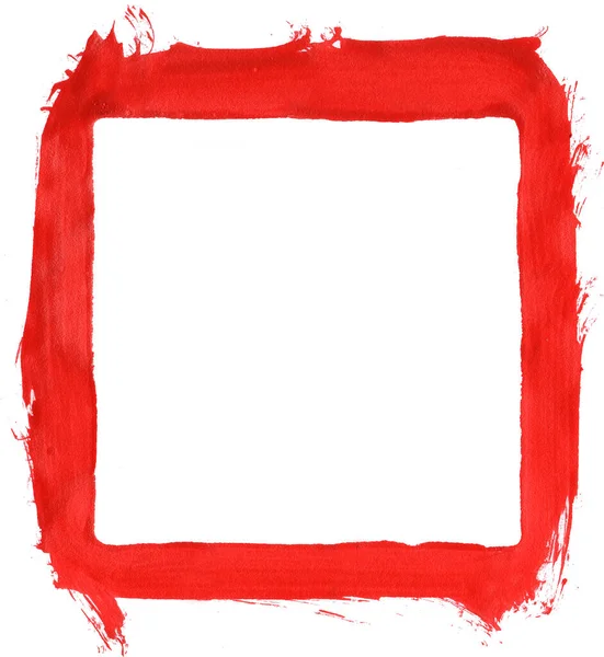 Kwadratowa Rama Malowana Farbą Akrylową Białym Tle — Zdjęcie stockowe
