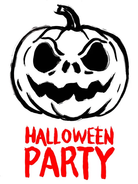 Beyaz arka planda akrilik boyayla boyanmış Mutlu Cadılar Bayramı posteri