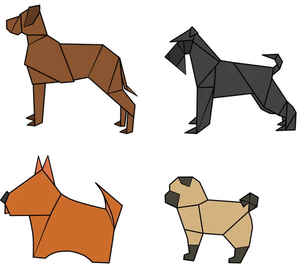 Illustratie Van Een Hond Origami Stijl Een Witte Achtergrond — Stockfoto