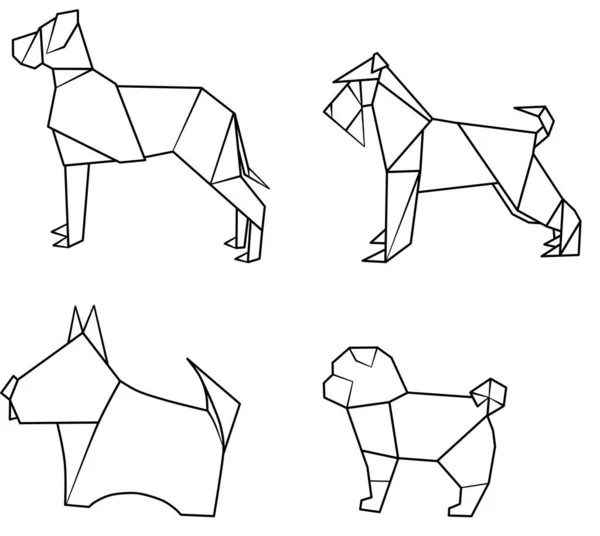 Иллюстрация Собаки Стиле Оригами Белом Фоне — стоковое фото