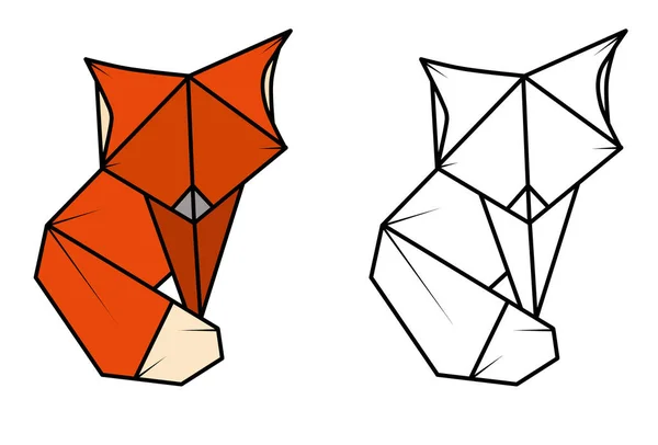 Fuchs Origami Stil Auf Weißem Hintergrund Symbol Logo — Stockfoto