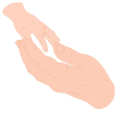 Bir çocuğun eli ve bir adamın eli. Yaşlı ve genç adam