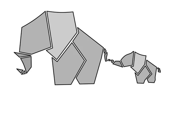 Слон Минималистском Стиле Слон Стиле Оригами — стоковое фото