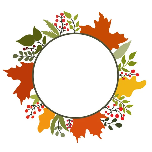 有秋天叶子的圆形框架 秋季作文 — 图库照片