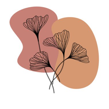 Renkli soyutlamaların arka planında bitki çizimi. Yazdırma için resim.