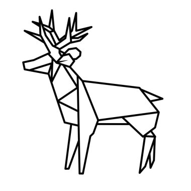 Geometrik tarzda geyik. Noel geyiği. Origimi geyiği.