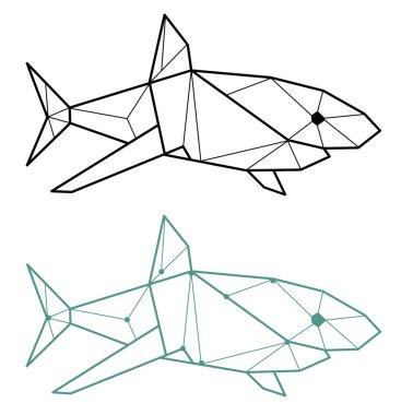 Köpekbalığı. Geometrik tarzda köpekbalığı. Köpekbalığı logosu.