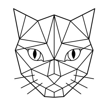 Kedi. Geometrik tarzda bir kedi. Kedi logosu.