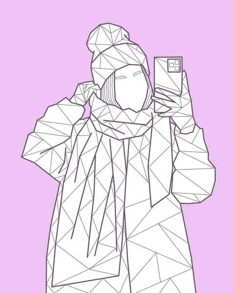 Selfie Ragazza Delle Foto Stile Geometrico Non Una Persona Binaria — Foto Stock