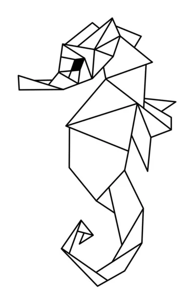 Tengeri Csikóhal Logója Hippokampusz Tengerészállat Tengeri Csikóhal Geometriai Stílusban Origami — Stock Fotó