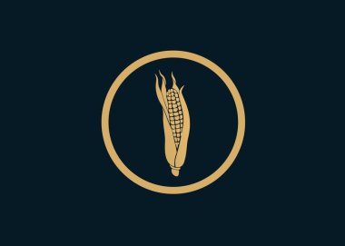 Mısır. Mısır logosu. Çiftlik logosu. Altın mısır. Tarım logosu.