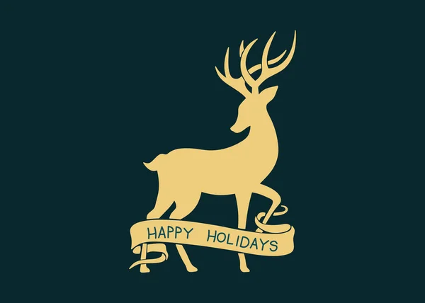 Christmas Deer Congratulations Christmas Happy Holidays Lettering Deer Card — 图库照片