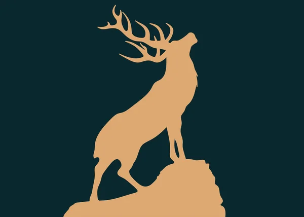 Deer Gold Silhouette Deer Dark Background — 图库照片