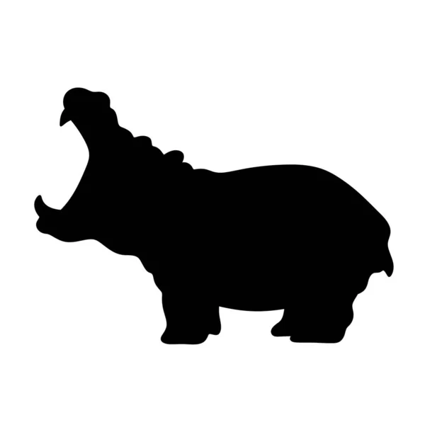 Hippo Sylwetka Hippo Odizolowane Ilustracja — Zdjęcie stockowe