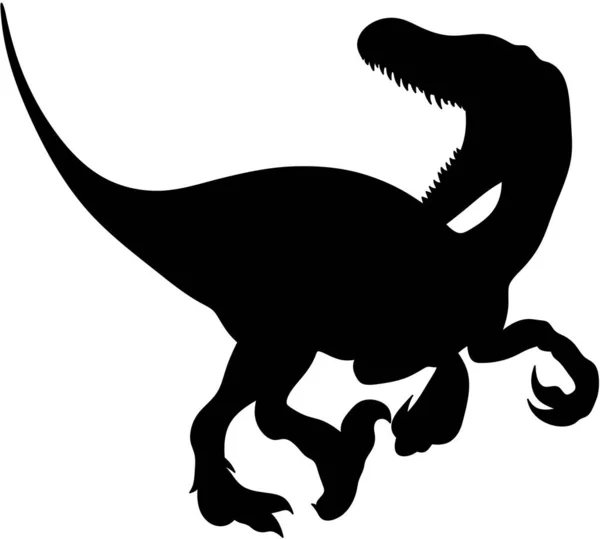 Dinozor Silueti Velociraptor Dino Zole Edilmiş Bir Dinozor Çizimi — Stok fotoğraf