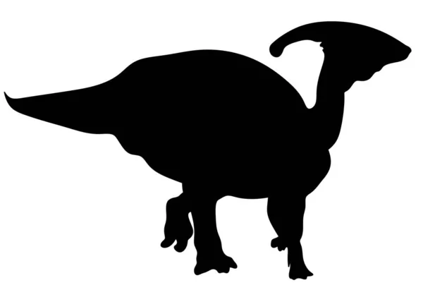 Σιλουέτα Δεινοσαύρου Παρασαυρόλοφος Ντίνο Μεμονωμένη Απεικόνιση Ενός Δεινοσαύρου — Φωτογραφία Αρχείου