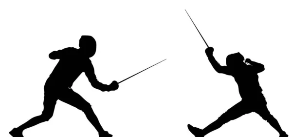 Fencing Silhouette Fencers — Fotografia de Stock