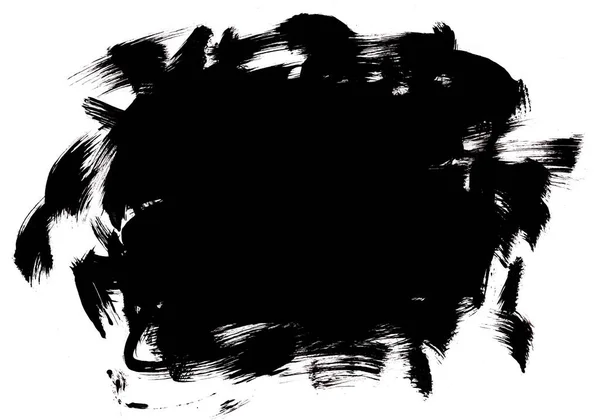 Drawn Abstraction Acrylic Paint Black Painted Background Brush Strokes Isolated — Zdjęcie stockowe