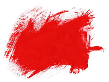 Red abstract. Red strokes of paint. Isolated abstraction drawn with acrylic paint. Brush strokes.