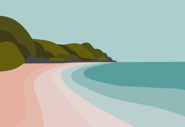 Abstraction of the ocean coast. Color abstraction. Minimalistic coastline illustration. Minimalist landscape. Minimal background.