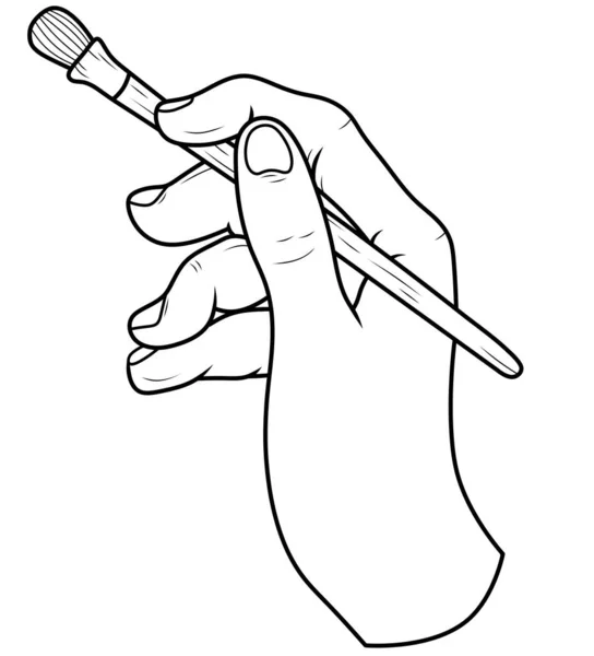 Fırçalı Bir Elin Tasviri Sanatçı Eli Fırçayla Insan Eli — Stok fotoğraf