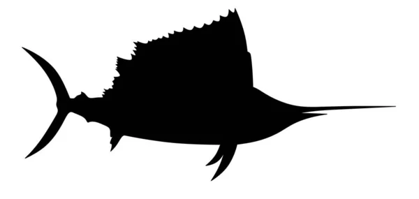 Fisksiluett Fiskar Isolerade Illustration Svärdfisk Blå Marlin Siluett — Stockfoto