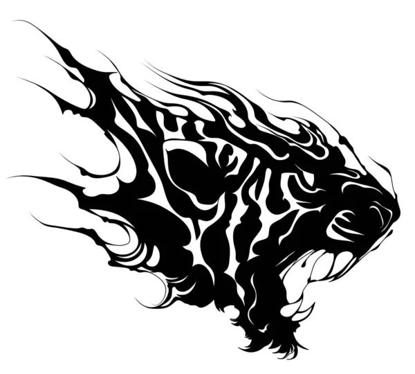 Εικονογράφηση Κεφαλής Τίγρη Σιλουέτα Τίγρης Μεμονωμένη Απεικόνιση Τίγρης Που Βρυχάται — Φωτογραφία Αρχείου