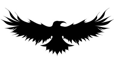 Kuş silueti. Kuzgun silueti. Karga logosu. Kuş logosu.