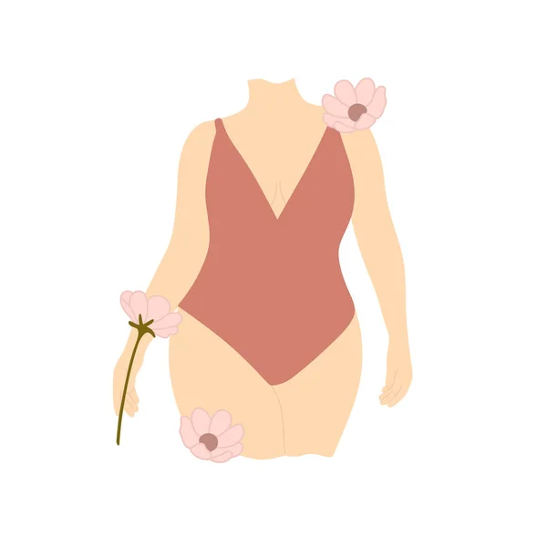 Egy Női Test Illusztrációja Fürdőruhás Lány Kövér — Stock Fotó
