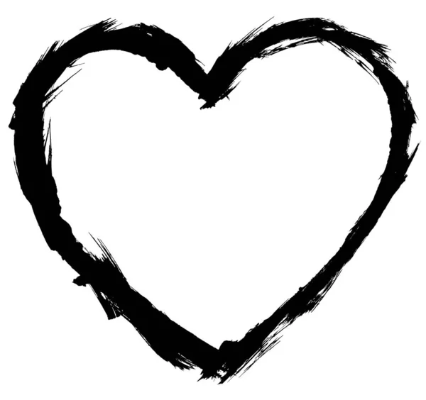 Painted Heart Isolated Heart Illustration Black White Heart — Stock Photo, Image