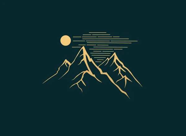 Górska Ilustracja Górskie Logo Zachód Słońca Górach — Zdjęcie stockowe