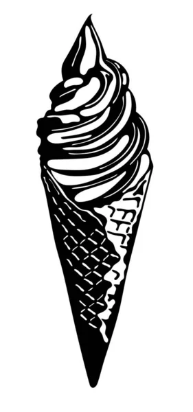 Ice Cream Black White Ice Cream Illustration — Zdjęcie stockowe