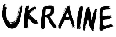 Ukrayna. Beyaz arkaplanda Ukrayna metni çiz.