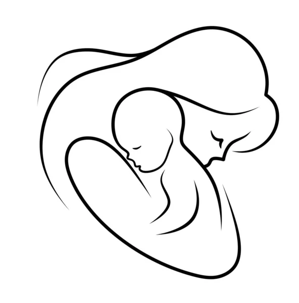 Family Logo Illustration Girl Child Mom Child — Stockfoto