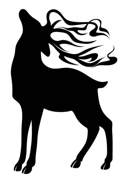 Deer. Deer silhouette on a white background.
