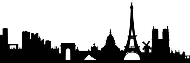 Beyaz arka planda şehir silueti. Şehir panorama illüstrasyonu.