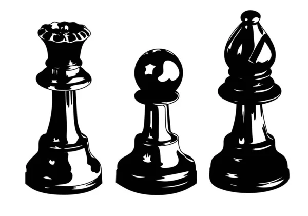 Chess Illustration Chess White Background King Queen Pawn — Stock Photo, Image