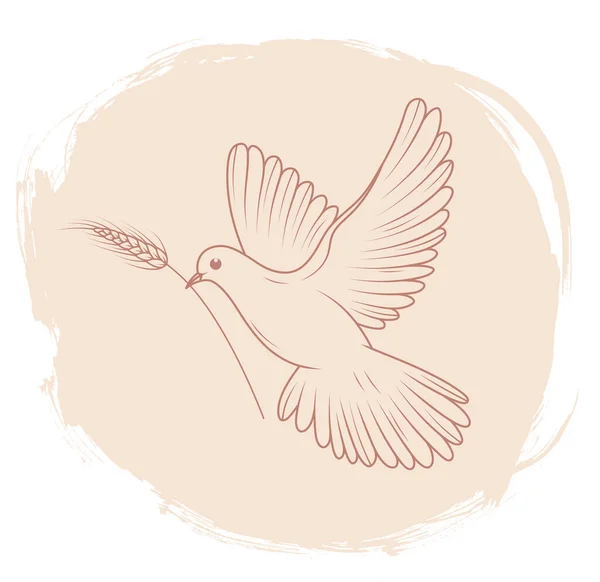 Pigeon. Symbol of peace and freedom. Bird illustration. Brush stroke.