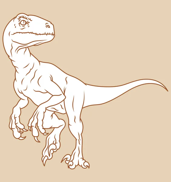 Isolated dinosaur illustration. Velociraptor on a beige background.