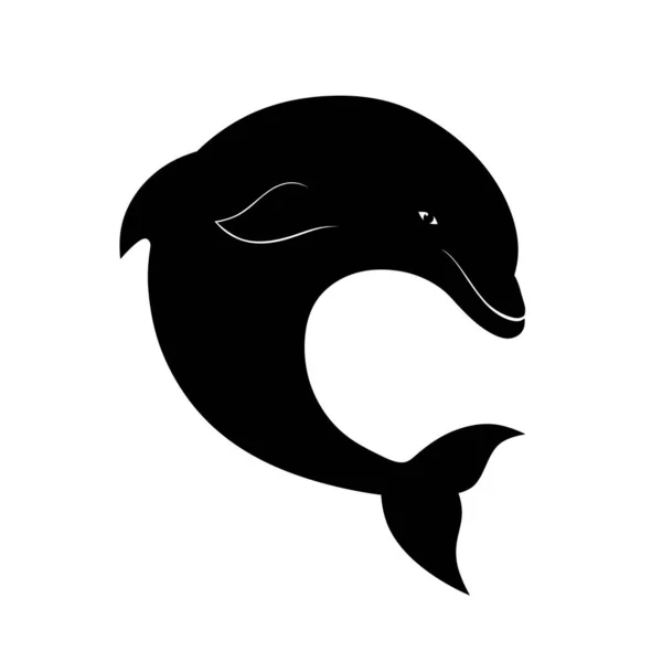 Delfín Silueta Aislada Delfín Sobre Fondo Blanco Logo Del Delfín —  Fotos de Stock